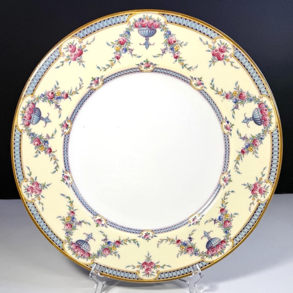 VTG Royal Worcester Rosemary Dinner Plate Edwardian England Floral Gold 10 5/8"‎